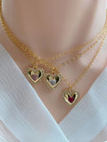 10Pcs Colorful Crystal Zircon Heart Charms Necklace For Women