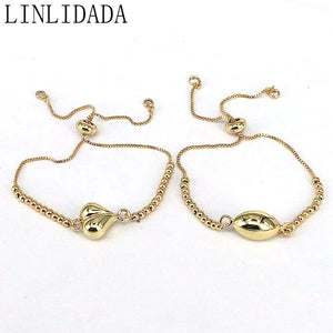 10Pcs Copper Bead Bracelet Adjustable Plated Heart Olive Shape Charm