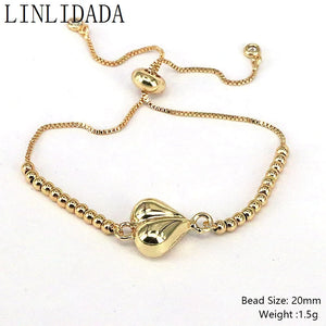 10Pcs Copper Bead Bracelet Adjustable Plated Heart Olive Shape Charm