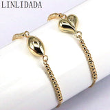 10Pcs Copper Bead Bracelet Adjustable Plated Heart Olive Shape Charm