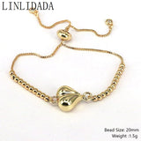 10Pcs Copper Bead Bracelet Adjustable Plated Heart Olive Shape Charm