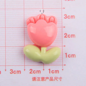 10Pcs Cartoon Tulip Charms Resin Flowers Pendant DIY Earrings Jewelry C1223