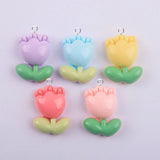10Pcs Cartoon Tulip Charms Resin Flowers Pendant DIY Earrings Jewelry C1223