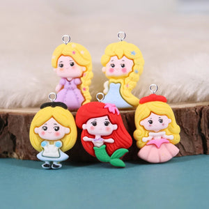 10Pcs Mermaid Princess Charms Resin Pendant DIY Earrings Necklace C1221