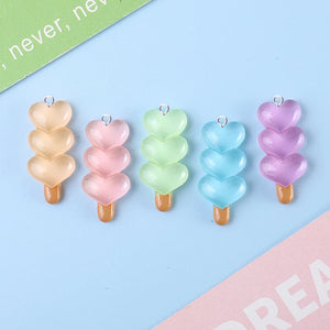 10Pcs Heart Lollipop Resin Charms DIY Jewelry Making C1219