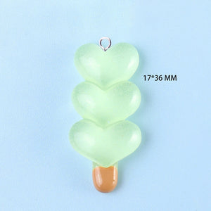 10Pcs Heart Lollipop Resin Charms DIY Jewelry Making C1219