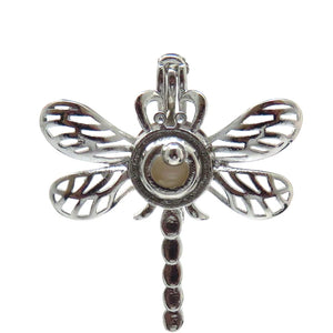 10Pcs Dragonflies Charm Pearl Cage Locket Aromatherapy Diffuser Pendant Necklace