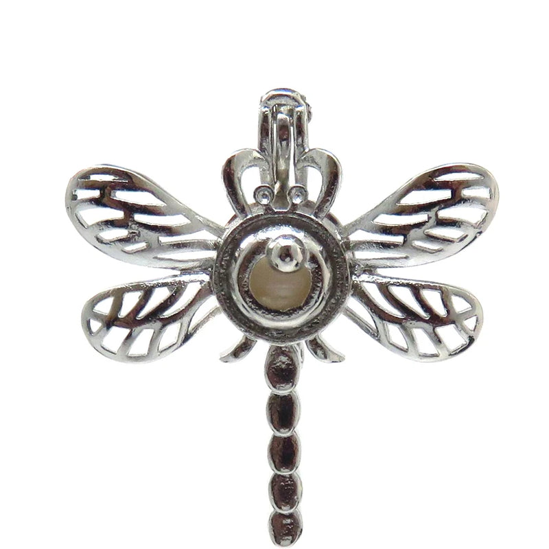 10Pcs Dragonflies Charm Pearl Cage Locket Aromatherapy Diffuser Pendant Necklace