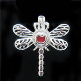 10Pcs Dragonflies Charm Pearl Cage Locket Aromatherapy Diffuser Pendant Necklace