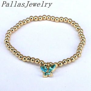 10Pcs Plated Beaded Zircon Butterfly Charm Bracelet