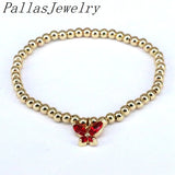 10Pcs Plated Beaded Zircon Butterfly Charm Bracelet
