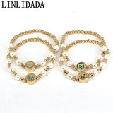 10Pcs Plated Beads Pearl Bracelet Colorful Cz Cross Heart Star Charm Bracelets
