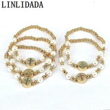 10Pcs Plated Beads Pearl Bracelet Colorful Cz Cross Heart Star Charm Bracelets