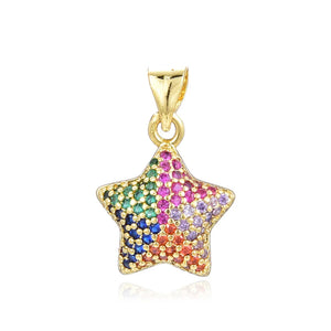 10Pcs CZ Micro Pave Star Zircon Charms for Jewelry Making