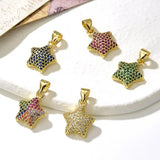 10Pcs CZ Micro Pave Star Zircon Charms for Jewelry Making