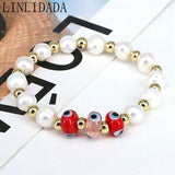 10Pcs Lampwork Eyes Freshwater Pearl Beads Women Party Jewelry