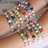 10Pcs Lampwork Eyes Freshwater Pearl Beads Women Party Jewelry