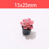 10Pcs Red Green 3D Flowerpot Charms Resin Animals Pendant DIY Earrings Necklace
