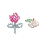 10Pcs Rose Pink Mini Beads Flower Charms for DIY Earrings Jewelry