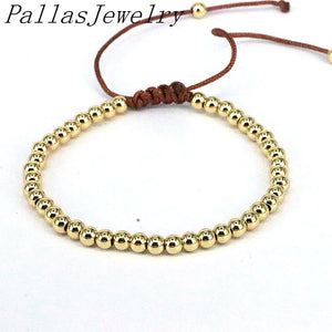 10Pcs 4mm Copper Beads Macrame Bracelets Bangles Men Women