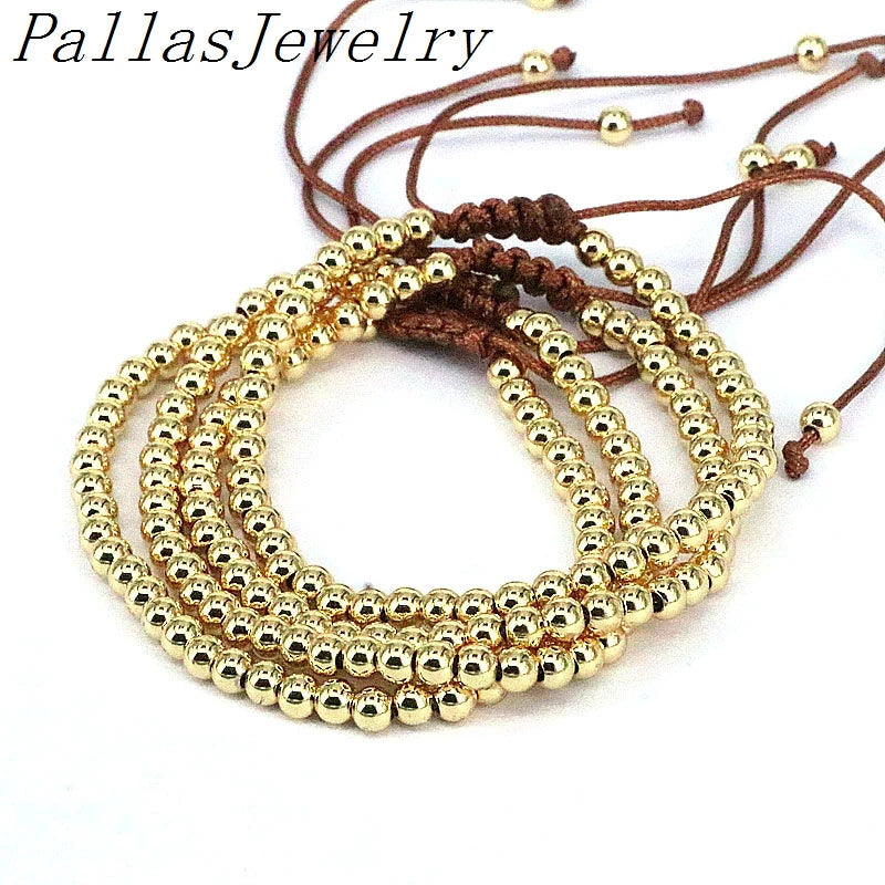 10Pcs 4mm Copper Beads Macrame Bracelets Bangles Men Women