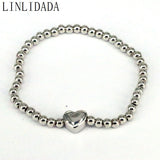 10Pcs Silver Beads Bracelet Charm Stretch Bracelets