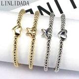10Pcs Silver Beads Bracelet Charm Stretch Bracelets