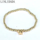 10Pcs Silver Beads Bracelet Charm Stretch Bracelets