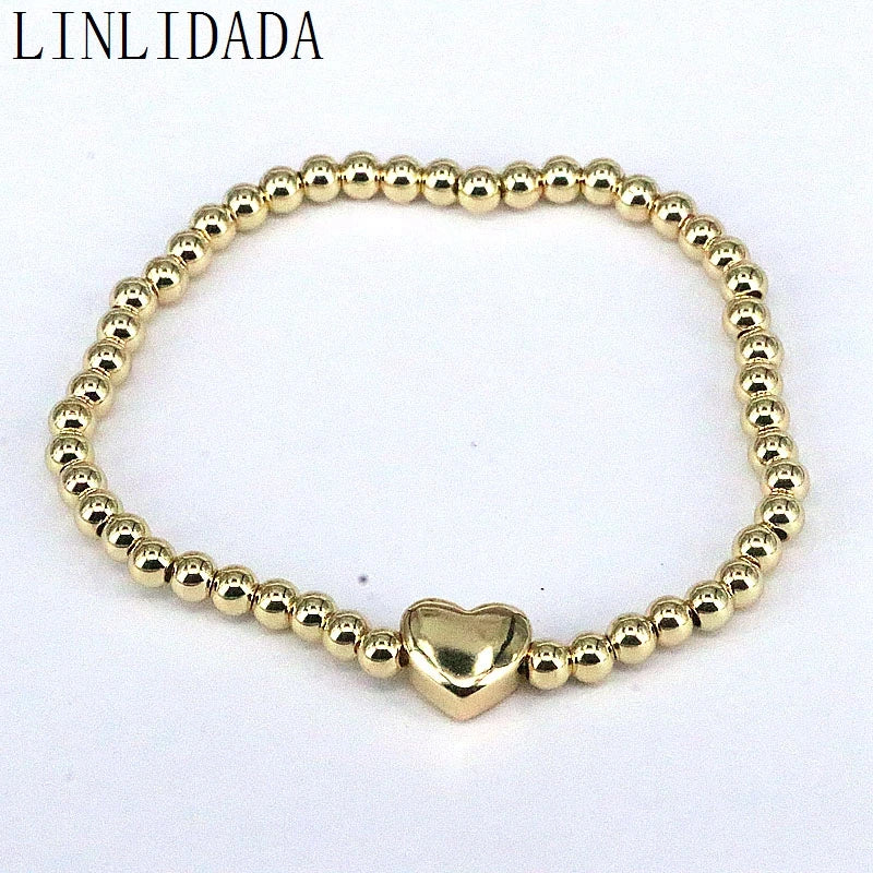 10Pcs Silver Beads Bracelet Charm Stretch Bracelets