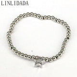 10Pcs Silver Beads Bracelet Charm Stretch Bracelets