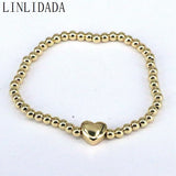 10Pcs Silver Beads Bracelet Charm Stretch Bracelets