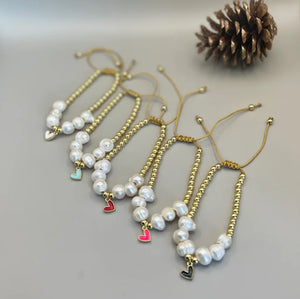 10Pcs Boho Heart Pearl Rope Charm Bracelet for Girls