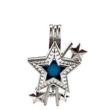 10Pcs Star Charm Locket Aromatherapy Necklace for Gift Jewelry Making