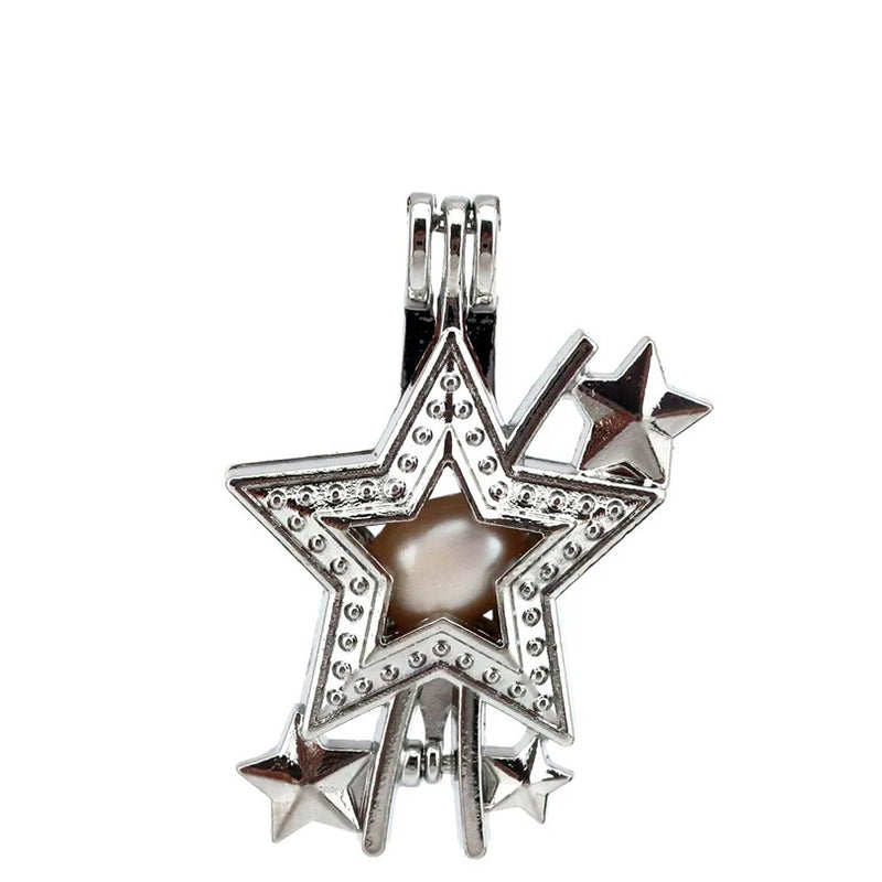 10Pcs Star Charm Locket Aromatherapy Necklace for Gift Jewelry Making