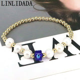 10Pcs Vintage Glazed Eyes Elastic Charm Women Bracelet