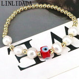 10Pcs Vintage Glazed Eyes Elastic Charm Women Bracelet