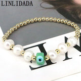 10Pcs Vintage Glazed Eyes Elastic Charm Women Bracelet