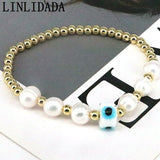 10Pcs Vintage Glazed Eyes Elastic Charm Women Bracelet