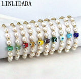 10Pcs Vintage Glazed Eyes Elastic Charm Women Bracelet