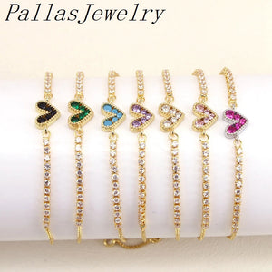 10Pcs Adjustable 24K Crystal Heart Plated Bracelet For Gift
