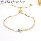 10Pcs Adjustable 24K Crystal Heart Plated Bracelet For Gift