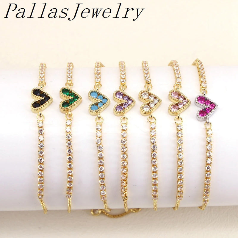 10Pcs Adjustable 24K Crystal Heart Plated Bracelet For Gift