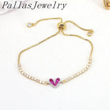 10Pcs Adjustable 24K Crystal Heart Plated Bracelet For Gift