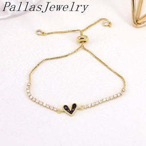 10Pcs Adjustable 24K Crystal Heart Plated Bracelet For Gift