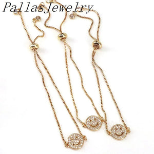 10Pcs CZ Smiling Face Charm Adjustable Bracelet Jewelry