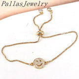 10Pcs CZ Smiling Face Charm Adjustable Bracelet Jewelry