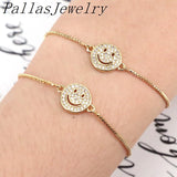 10Pcs CZ Smiling Face Charm Adjustable Bracelet Jewelry