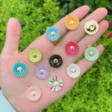 10Pcs Neon Brass Flower Charms for Jewelry Making