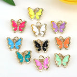 10Pcs Rainbow Enamel Butterfly Charms Insect Necklace Pendants