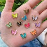 10Pcs Rainbow Enamel Butterfly Charms Insect Necklace Pendants